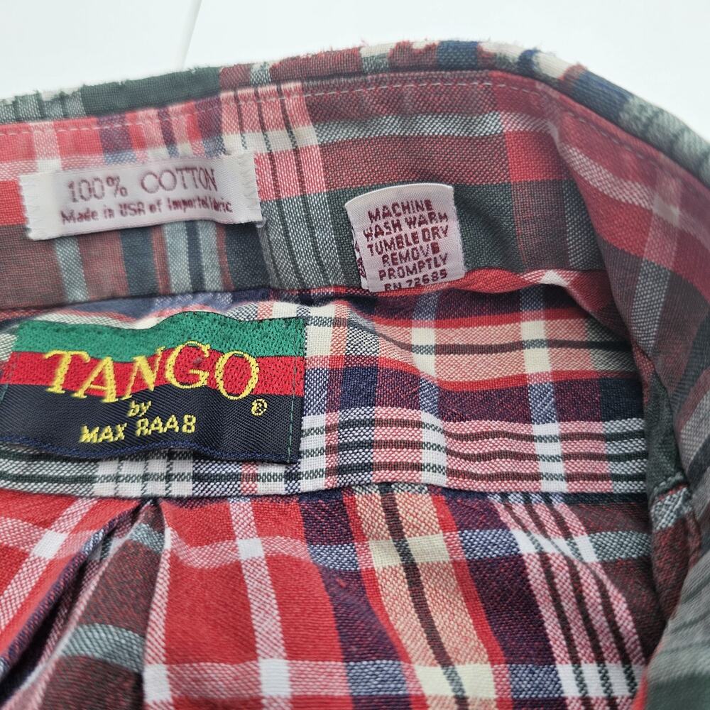 Tango By Max Raab Red Plaid Button Down Mens L/S Shirt XL - Picture 4 of 9